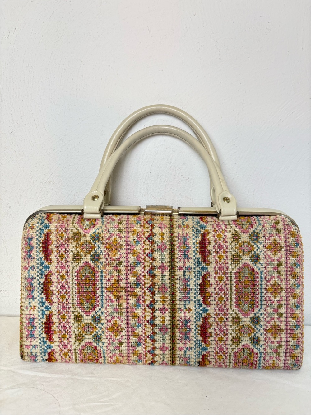 Vintage Satchel Tapestry Bag RARE Neutral Colors